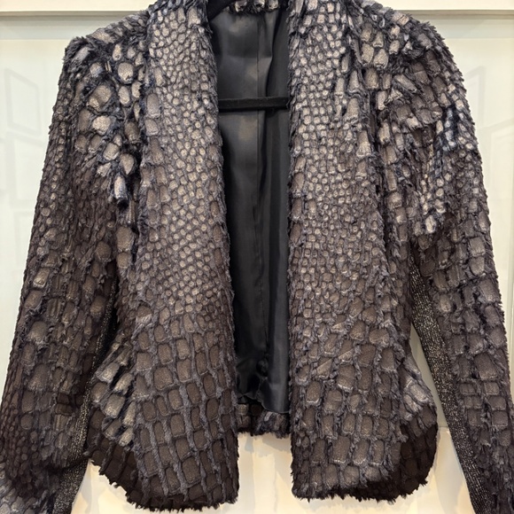 XS Black Alberto Makali Textured Shimmer Blazer - Picture 2 of 6